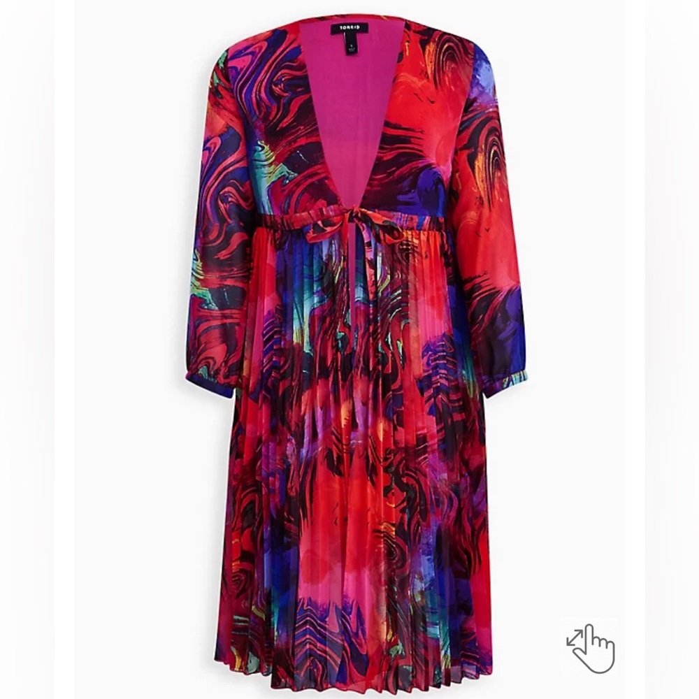 MULTICOLOR CHIFFON LONG SLEEVE KIMONO TORRID SZ 1
